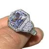 Größe 610 einzigartige Eheringe Luxusschmuck 925 Sterling Silber Prinzessin geschnittene weiße Topaz Large CZ Diamond Gemstones Ewigkeit WOM9367129