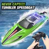 ElectricRC -båtar 25 kmh 24g Highspeed Remote Controlled Racing Speed ​​Boat HJ813 High Speed ​​Waterproof RC Boat Children Model Toys 230906