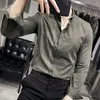 Chemises habillées pour hommes, mode imprimé bouton, chemise ample asymétrique, vêtements surdimensionnés décontractés, hauts coréens rayés, automne 2023