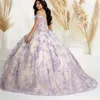 Sexy Off The Shoulder Ball Gown Quinceanera Dress 2024 Lace Floral Appliques V-Neck Prom Dress Cocktail Dresses Vestidos De 15