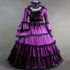 Purple Gothic Wedding Dresses Victorian Medieval 18th Costume Masquerade Long Sleeves Wedding Party Gowns Full Length Tiered Recep208L