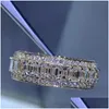 Wedding Rings Choucong Brand Luxury Jewelry 925 Sterling Sier Fill Fl T Princess Cut White Topaz Cz Diamond Gemstones Party Moissanite Dh7Pm