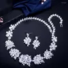 Halsbandörhängen Set SMVP Sparkling Cubic Zirconia Big Flower Choker och Dubai Wedding Bridal Jewelry for Women TZ894