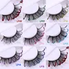 Colored Glitter Eyelashes for Halloween Cosplay Handmade Reusable Thick Curled Faux Mink Fake Lashes with Glitter Full Strip Lashes Beauty Supply