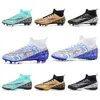 Youth Boys Girls Professional Soccer Shoes Ag TF Womens Mens High Top Football Boots Kids Anti Slip Training Shoes White Black Blue