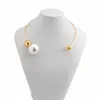 Collier ras du cou en métal pour femmes, cercle asymétrique, collier de perles, plaqué or et argent, bijoux à la mode, cadeau de fête, Style 2023