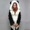 Mulheres Fur Faux Fur Inverno Longo Espesso Casaco De Pele Quente Mulheres Bonito Animal Orelha Com Capuz Casacos De Peles Negras Senhora Elegante Casaco X0907