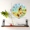 Wall Clocks Watercolor Sunflowers And Flowers Clock Large Modern Kitchen Dinning Round Bedroom Silent Hanging Watch