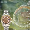 Relojes de pulsera Oumashi Reloj para hombres 40 mm Creative Glow Dial Caja de acero inoxidable Caja de cristal de zafiro Mod Estéril Impermeable