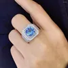 Cluster Rings Luxury Silver Topaz Ring For Man 4ct 10mm VVS Grade Natural Fashion 925 Jewelry