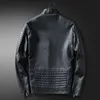 Men's Leather Faux Autumn Winter Jacket Men Fleece Warm Fashion Stand Collar Slim Fit Coat Wool Liner PU Biker 230906