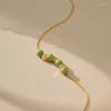 Girocollo Minar Trend Colore verde Perline di pietra naturale Cubi di filo Collane con pendente per le donne Girocolli in ottone placcato oro reale 14K