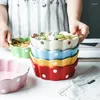 Schalen Bunte Polka Dot Keramik Spitze Schüssel Obst Salat Geschirr Essen Reis Kreative Besteck Schöne Exquisite Home Küche