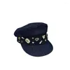 Berets French Spring And Summer Shade Cap Japanese Heavy Diamond Navy Hat Spaper Boy Fashion Flat