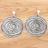 Hänge halsband 2 stycken silverfärg stor virvel virvel spiral oregelbunden runda charms hängsmycken för halsband smycken tillverkning tillbehör