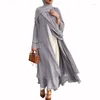 Roupas étnicas Chiffon Aberto Abaya Dubai Muçulmano Hijab Vestido Kimono Abayas para Mulheres Vestidos Turcos Islam Plain Kaftan Robe Ramadan Eid