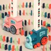 Bloklar Montessori Domino tren arabası ile ses ışığı dominoları otomatik döşeme eğitim oyun kitleri diy oyuncaklar 230907