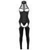 3Pcs Women Open Crotch Lingerie Set Halter Neck Bust Bra Crotchless Patent Leather Erotic Sexy Suit Cosplay Bodysuit Outfit Bras S281z