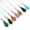 Pendant Necklaces Natural Semi-precious Stone Conical Boutique Pink Crystal Necklace DIY Fashion Charm Jewelry Gift 1pcs