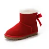 Crianças botas de arco quente crianças clássico mini meia bota de neve inverno pele cheia fofo peludo cetim tornozelo pré-escolar ps enfant criança criança menina menino botas botas bowknot