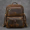 Backpack Leather 2024 Handmade Genuine Back Pack Top-handle School Bag Knapsack Tas Retro Travel