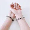 Strand Natuursteen Paar Armband Obsidiaan Zwarte Onyx Lava Armbanden Handgemaakte Mannen Vrouwen Yoga Hand Sieraden Polsbandje