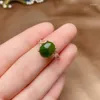 Bagues de cluster Classique 925 Silver Jade Bague pour la fête 8mm 10mm Naturel Vert Cadeau Femme Bijoux