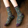 Femmes chaussettes JESECA PRINT COTTON AUTUMNE HIVER FORME HARAJUKU RETRO VINTAGE STREAGE Long pour la chaussette mignonne japonaise