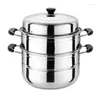 Double Boilers Stainless Steel Two Three Layer Thick Steamer Pot Soup Steam Universal Cooking Pots For Induction Cooker Gas Stove