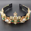 Hair Clips Fashion Women Wedding Accessories Luxury Charm Baroque Retro Sequins Wide Crown Tiara Bands Crystal Headband Jewelry