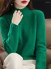 Women's Sweaters Autumn Winter Semi-High Collar Thickened Solid-Color Wool Pullover Warm Sweater Fashionable Versatile Knit Interior