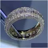 Wedding Rings Choucong Brand Luxury Jewelry 925 Sterling Sier Fill Fl T Princess Cut White Topaz Cz Diamond Gemstones Party Moissanite Dh7Pm