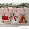Рождественские украшения Холст Three-Nsional Большая сумка с вышивкой Льняная многоразовая детская подарок Хранение конфет Магазин Декор Прямая доставка на дом Dhm6F