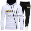 Men's Tracksuits 2021 Selling Spring Autumn New JCB Brand Mens England Printed Casual Diagonal Zipper Solid Color Two-piece Suit Popular Sets x0907