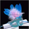 Party Masks 1Pcs Female Princess Half Face Masquerade Feather Mask Drop Delivery Dhdq0