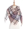 fashion Plaid Scarves Girls scarf women Shawl Grid Oversized Tassel Wraps Lattice Triangle Neck Scarf DB179