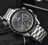 Relógio masculino de seis agulhas Lumious Quartz Cronômetro Mecânico Movimento Automático Relógio Cronógrafo de Luxo Sólido Fino Banda de aço inoxidável Grandes Relógios montre de luxe