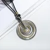 Pendentif colliers Vintage géométrie cercles pendentifs longue corde chaîne pour femmes Bijoux Boho déclaration Bijoux