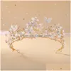 Hair Jewelry Kmvexo Bridal Crown Baroque Pearl Tiara Butterfly Hairband Accessories Princess Bride Tiaras Drop Delivery Hairjewelry Dhnft