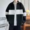 Jaquetas masculinas homens tricô cardigan primavera outono botões retalhos turn-down colarinho outerwear masculino manga longa casacos casuais malhas