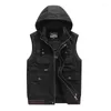 Men's Vests Embroidered Vest Multi-pocket Sleeveless Jacket Waistcoat Men Motorcyclist Coat Summer Hunting Winter Work MAN Tactical