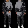 Tracksuits masculinos primavera outono camuflagem hoodie / calças / terno homens mulheres casual com capuz pulôver conjunto de treino 2 peças roupas esportivas 230907