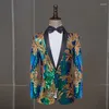 Men's Suits Choir Stage Performance Dress Long Sleeve Slim Fit Sequin Host Formal Party Prom (Jacket)