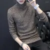 Men's Sweaters Autumn Sweater Fashion Mens Turtleneck Solid Color Casual Men Slim Fit Brand Knitted Pullovers Plus Size 3XL