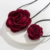 Choker Ourfuno 2 Pcs/Set Romantic Big Rose Flower Necklace For Women Elegant Party Wedding Fashion Jewelry Girls Gift