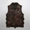 Gilet da uomo 2023 Gilet in vera pelle da uomo di alta qualità Pelle bovina Motociclista Slim Fit Breve Gioventù Marca Giacca senza maniche nera