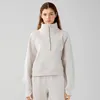 2024 Lu Lu lemen Samefar Yoga Felpa da donna caldo e accogliente collo alto a maniche lunghe solido 1/4 zip pullover felpe con tasche