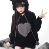 Deeptown Gothic Y2k Hart Hoodie Vrouwen Harajuku Mode Kawaii Oversize Sweatshirt Japanse Stijl Leuke Lange Mouw Tops Vrouwelijke