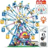 Blocks Rotating City Sky Ferris Wheel Electric Power Function Lighten Set Building Blocks Toy for Girls Kids Gift R230907