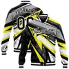 Men's Jackets Custom Neon Green Black-Gray 3D Pattern Design Bomber Full-Snap Varsity Letterman Jacket Baseball Button